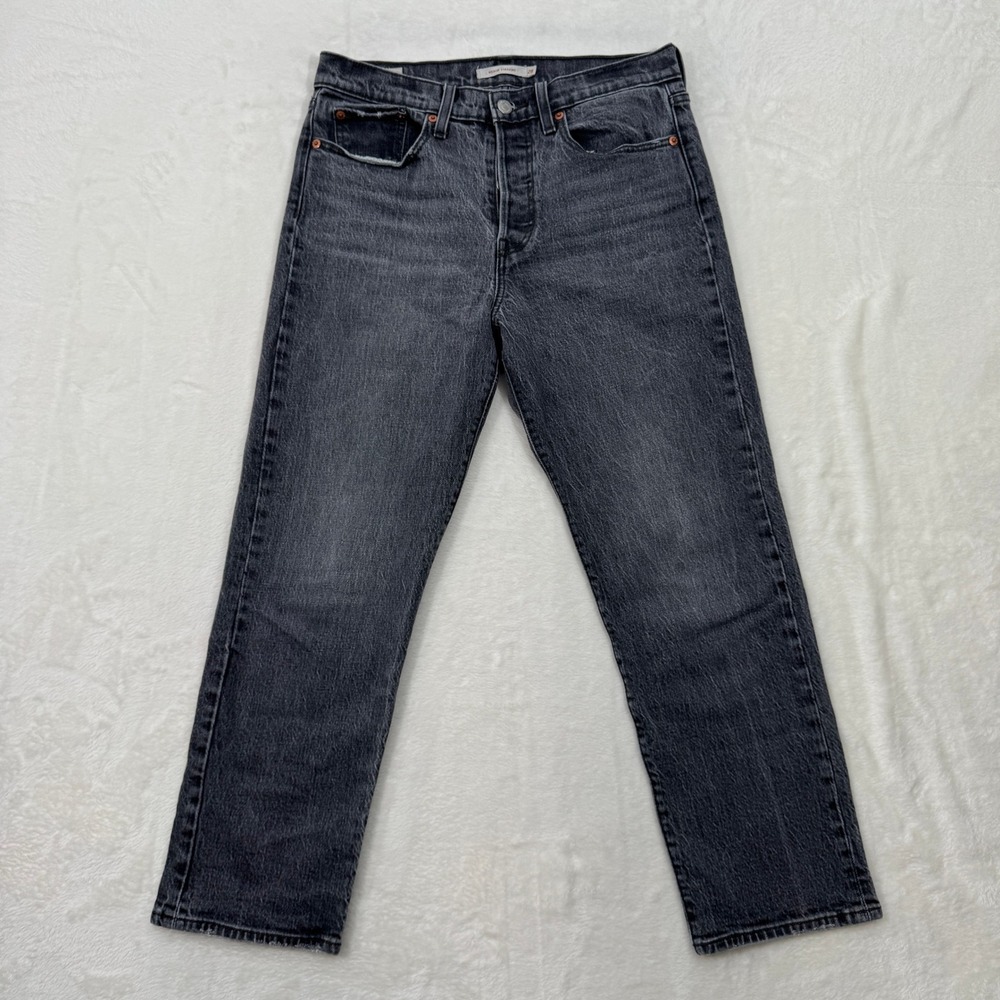 Levi's Premium Jeans Womens 28 Black Wedgie Straight High Rise Button Fly Denim